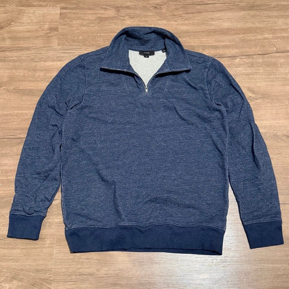Vince Funnel Neck Quarter Zip Pullover in Heather Sapphire
